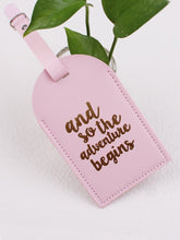Load image into Gallery viewer, Pink adventure begins luggage tag
