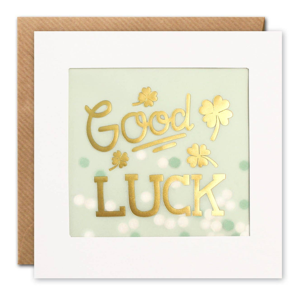 Good Luck Clovers Gold Paper Shakies Card
