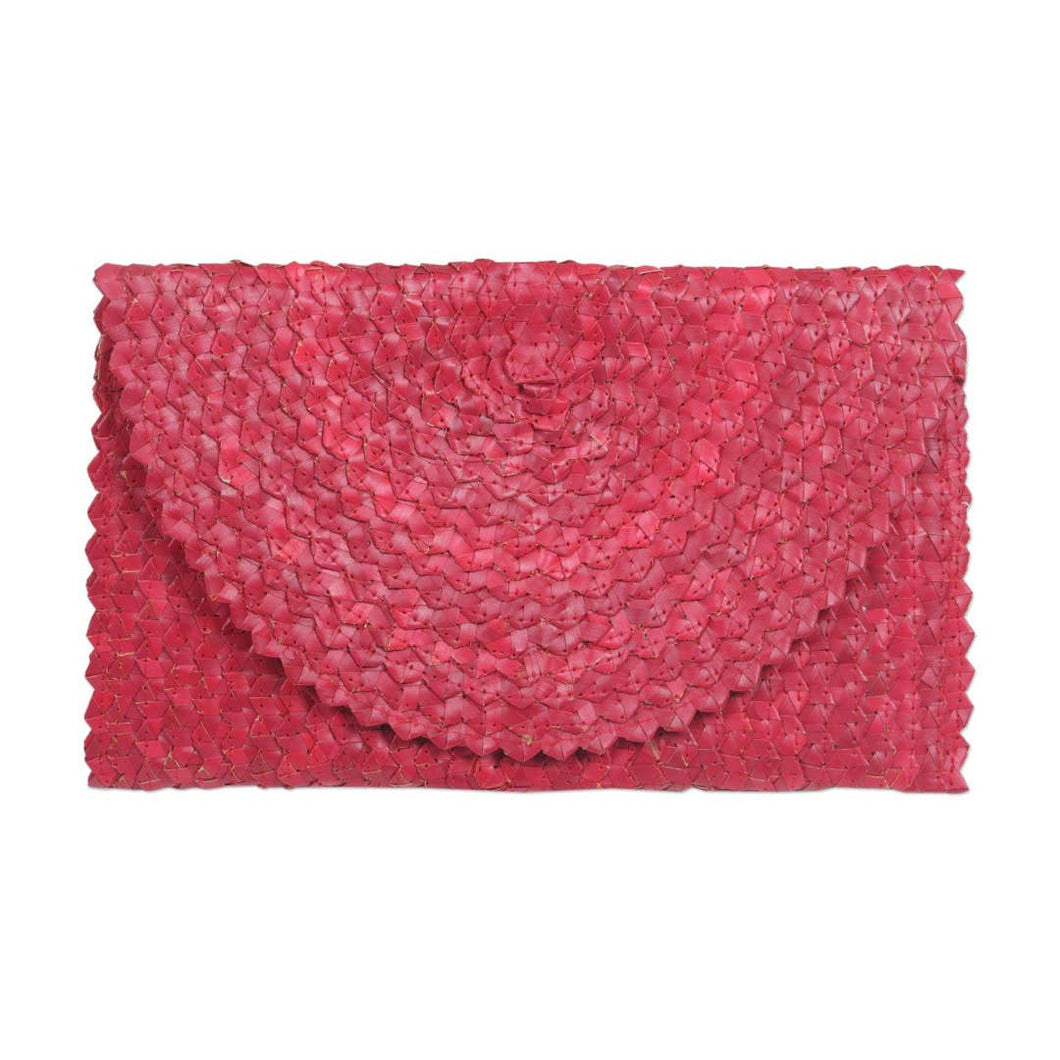 Pink Straw Clutch Purse