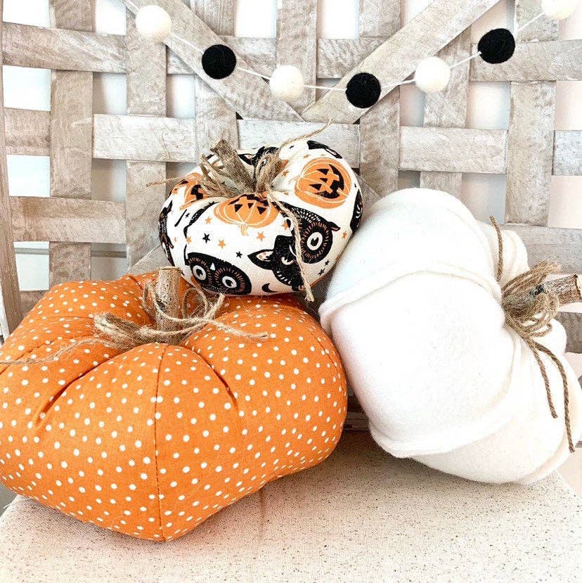 3 Pc. Vintage Halloween Fabric Pumpkin Set