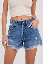 Load image into Gallery viewer, Frayed Hem High Rise Denim Shorts
