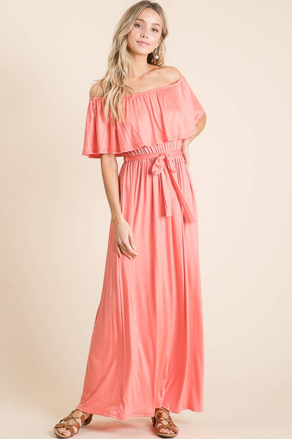 Julliana Rayon Jersey Off the Shoulder Maxi Dress