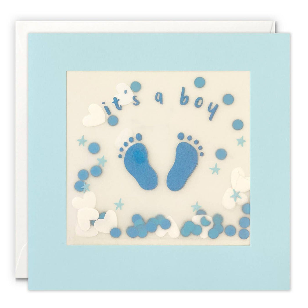 It’s a Boy Blue Feet Paper Shakies Card