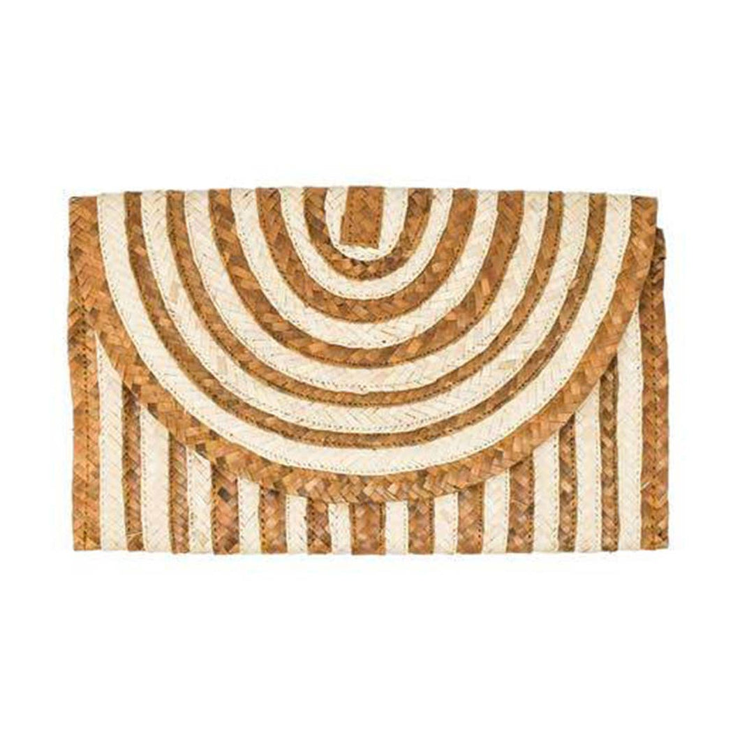 Natural Color Stripes Straw Clutch Purse