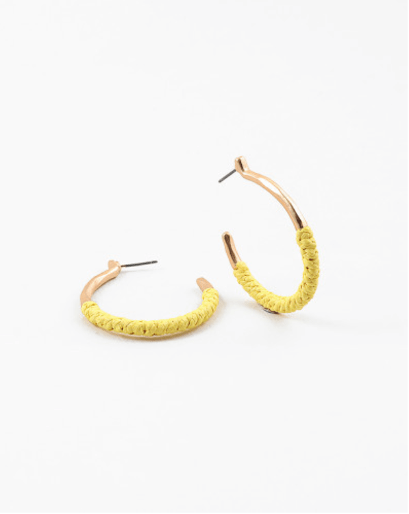 Gold and Yellow Raffia Earrings