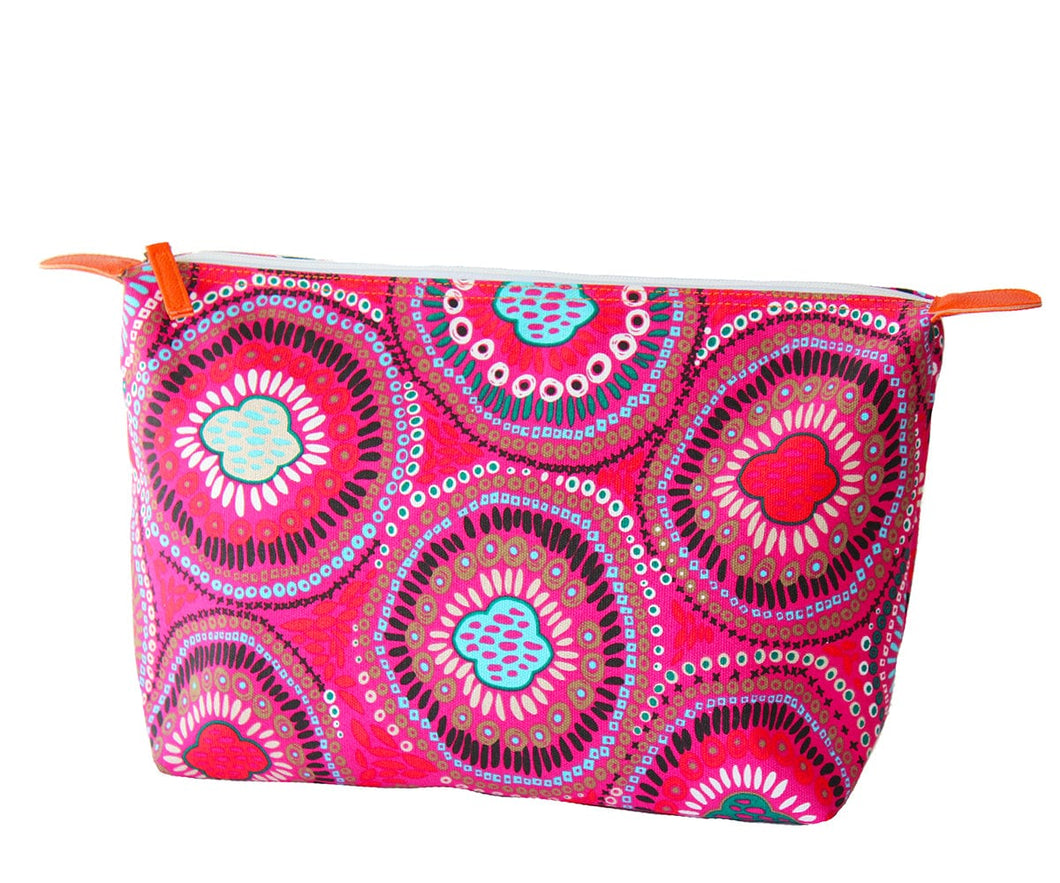 Pink and orange Large Canvas Cosmetic Bag