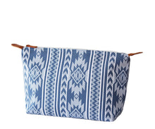 Load image into Gallery viewer, Blue and white Large Canvas Cosmetic Bag
