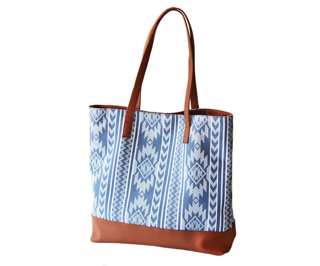 French blue print Canvas Tote