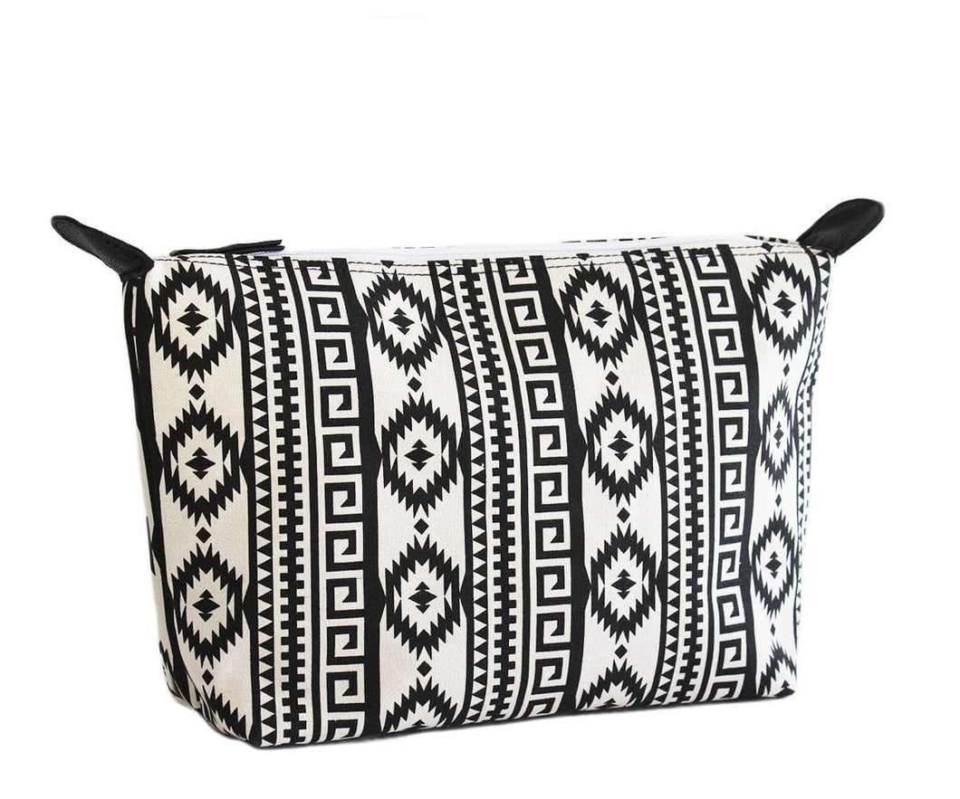 Black and white Large Canvas Cosmetic Bag