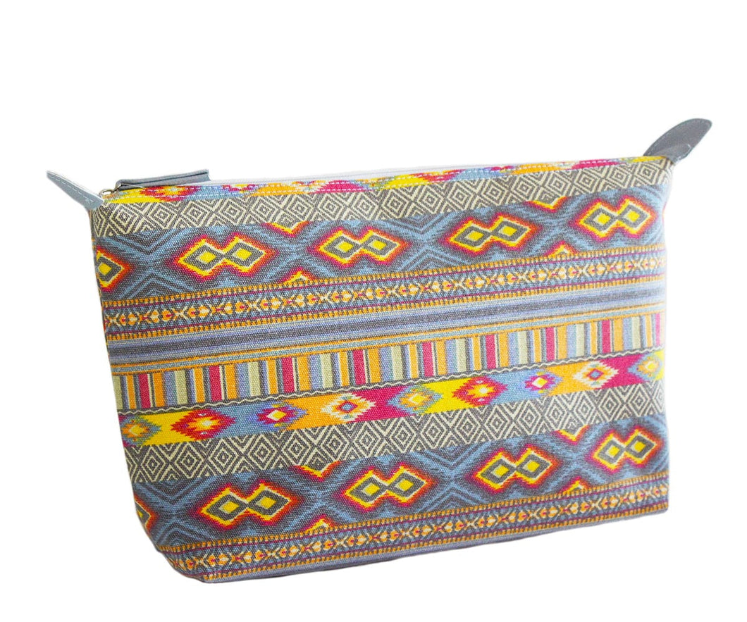 Gray tribal Large Canvas Cosmetic Bag