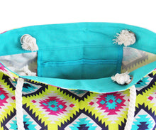 Load image into Gallery viewer, Green and Pink Rope Handle Tote
