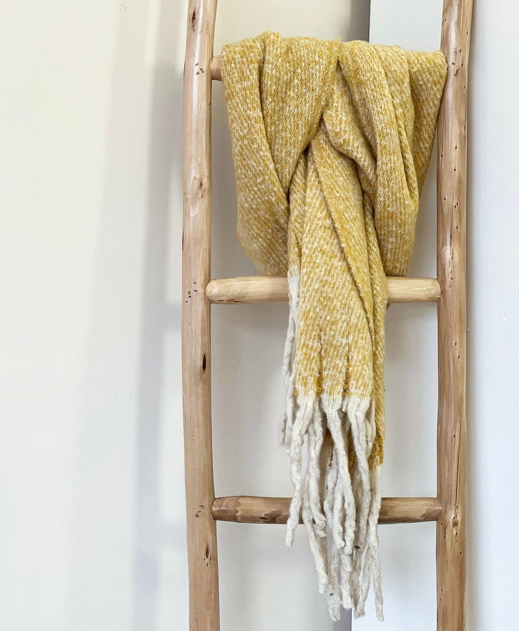 Yellow With Fringe Scarf