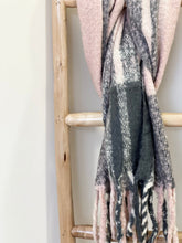 Load image into Gallery viewer, Pink and Gray With Fringe Scarf
