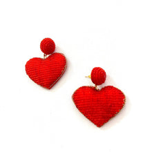 Load image into Gallery viewer, Puff Beaded Heart Earrings
