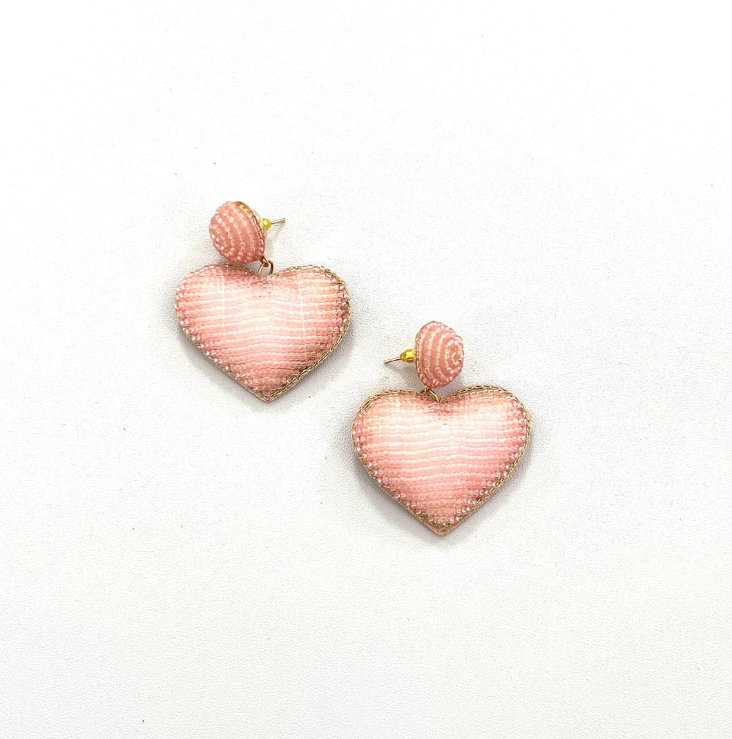 Puff Beaded Heart Earrings