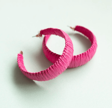 Load image into Gallery viewer, Raffia Wrapped hoop earrings
