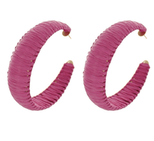 Load image into Gallery viewer, Raffia Wrapped hoop earrings

