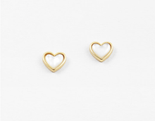 Load image into Gallery viewer, Silver Mother of Pearl Heart Stud Earrings
