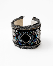 Load image into Gallery viewer, Black and Silver Beaded Cuff
