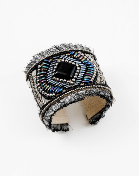 Black and Silver Beaded Cuff