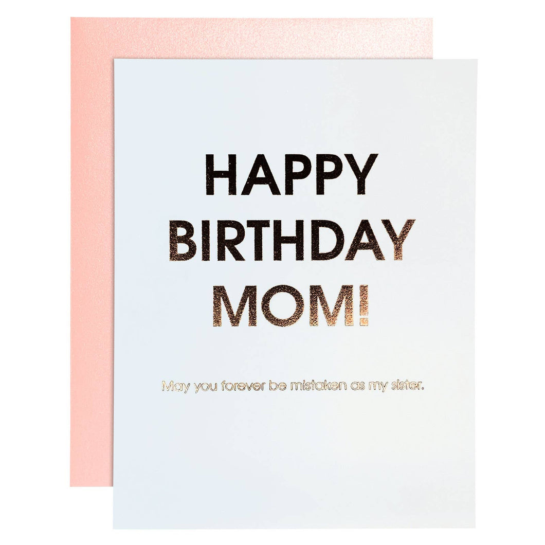 Birthday Mom Rose Gold Letterpress Card