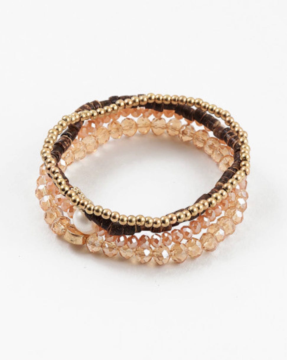 Wood Beads Beaded Stretch Bracelet
