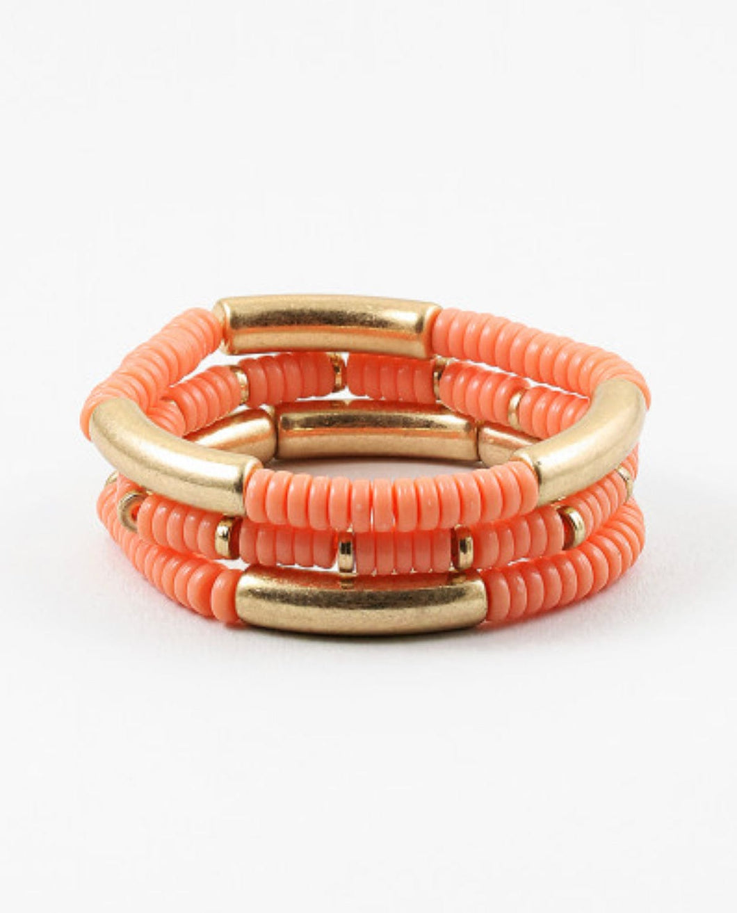 Coral and Gold Stretch Bracelet
