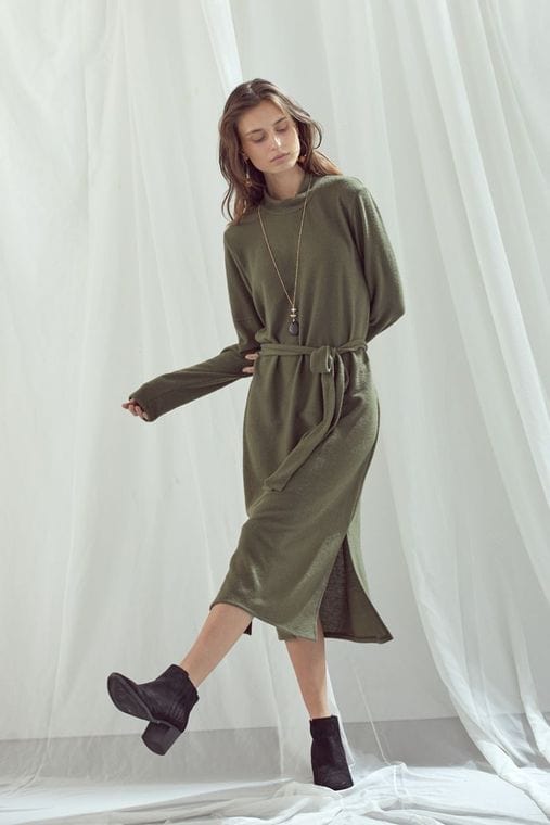 Sweater Dress in Moss Green