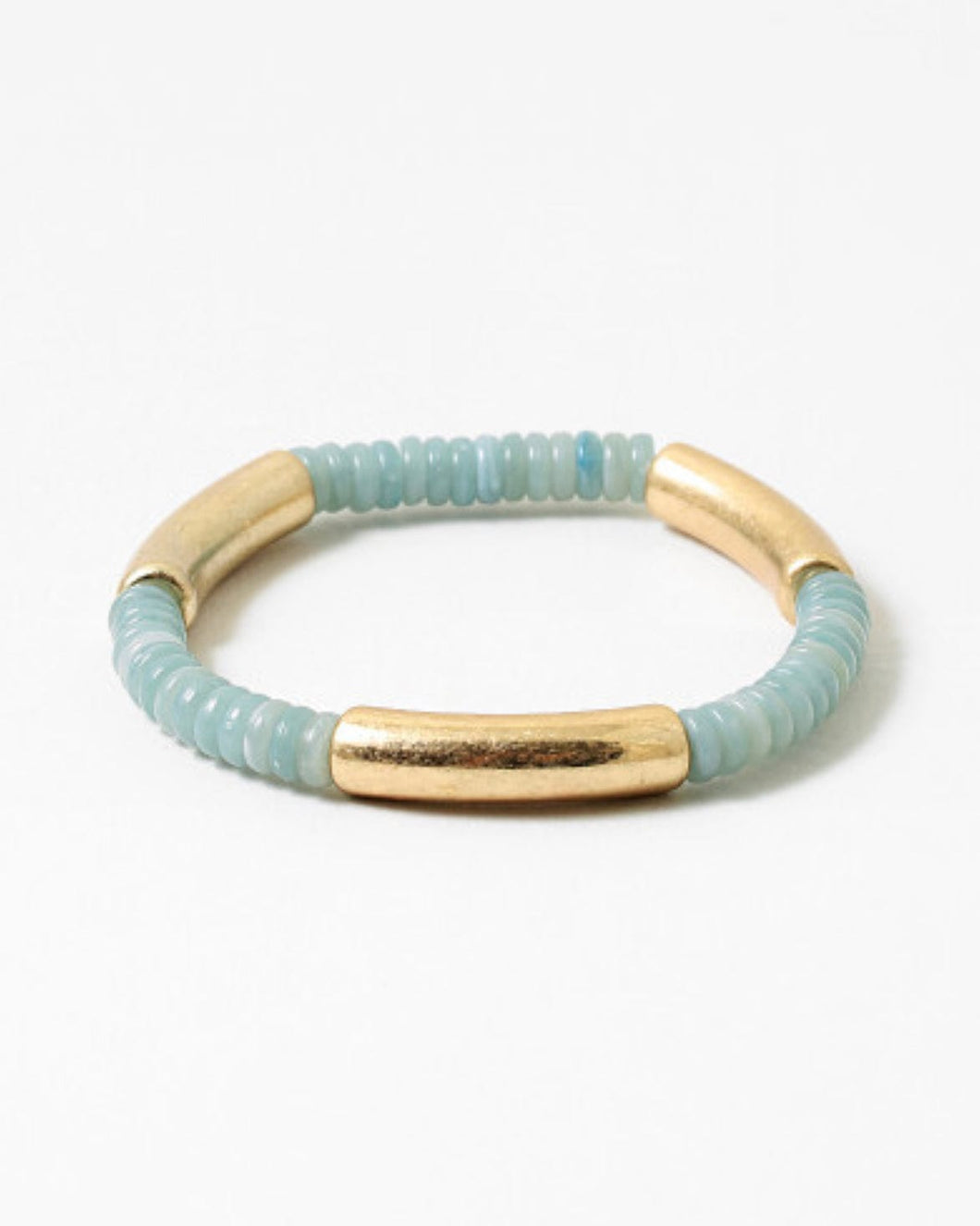 Mint and Gold Stretch Bracelet