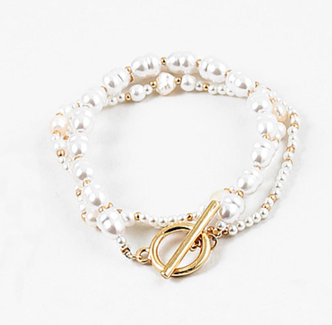 White Beads Stretch Bracelet