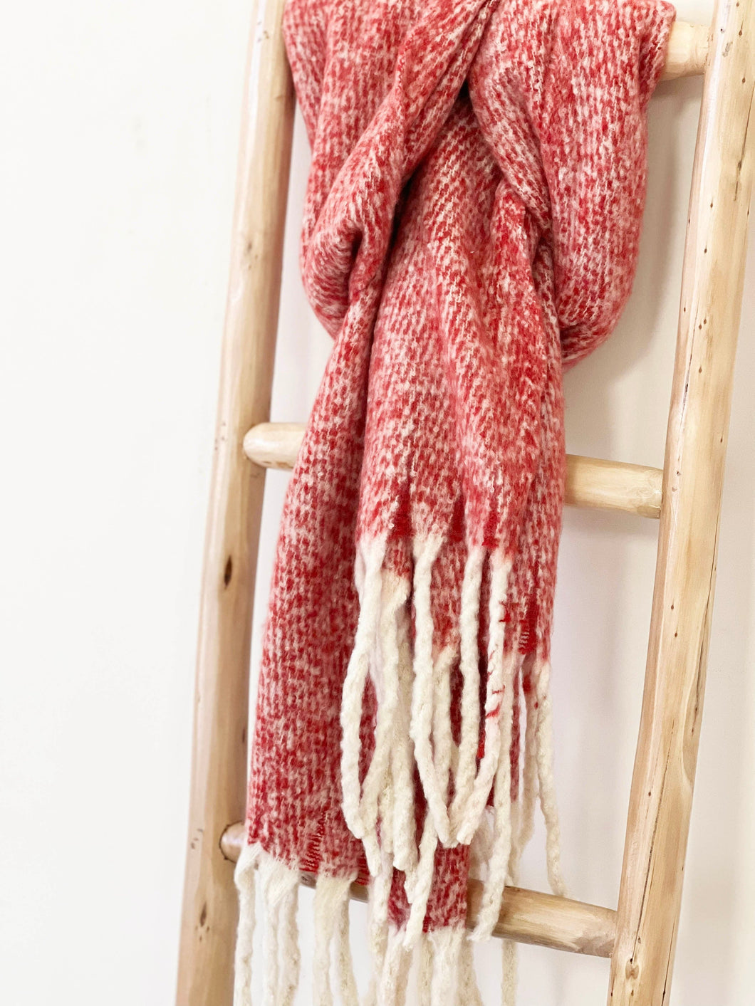 Red With Fringe Scarf