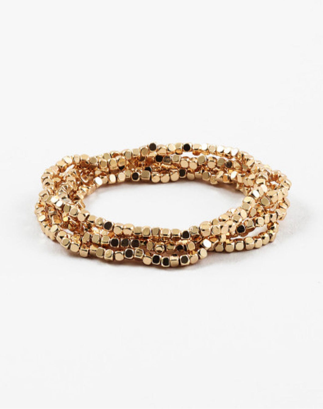 Square Gold Beads Stretch Bracelet