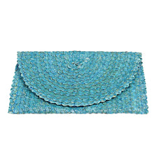 Load image into Gallery viewer, Turquoise Straw Clutch Purse

