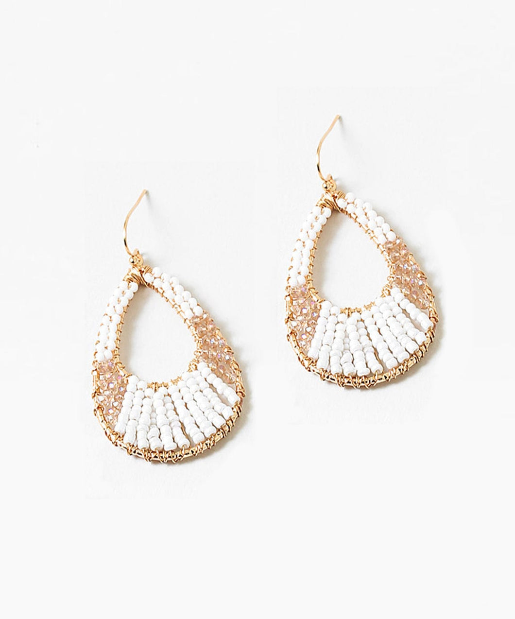 White Beaded Earrings